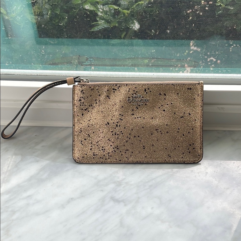 Coach Gold Clutch Wristlet with Shimmery Finish